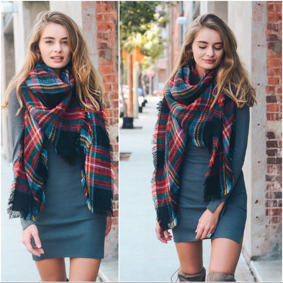 Infinity Raine Accessories - Black plaid blanket scarf Infinity Raine Accessories - Black plaid blanket scarf